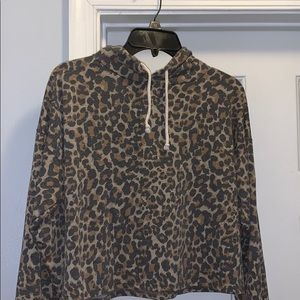 Long sleeve crop top hooded animal print jacket